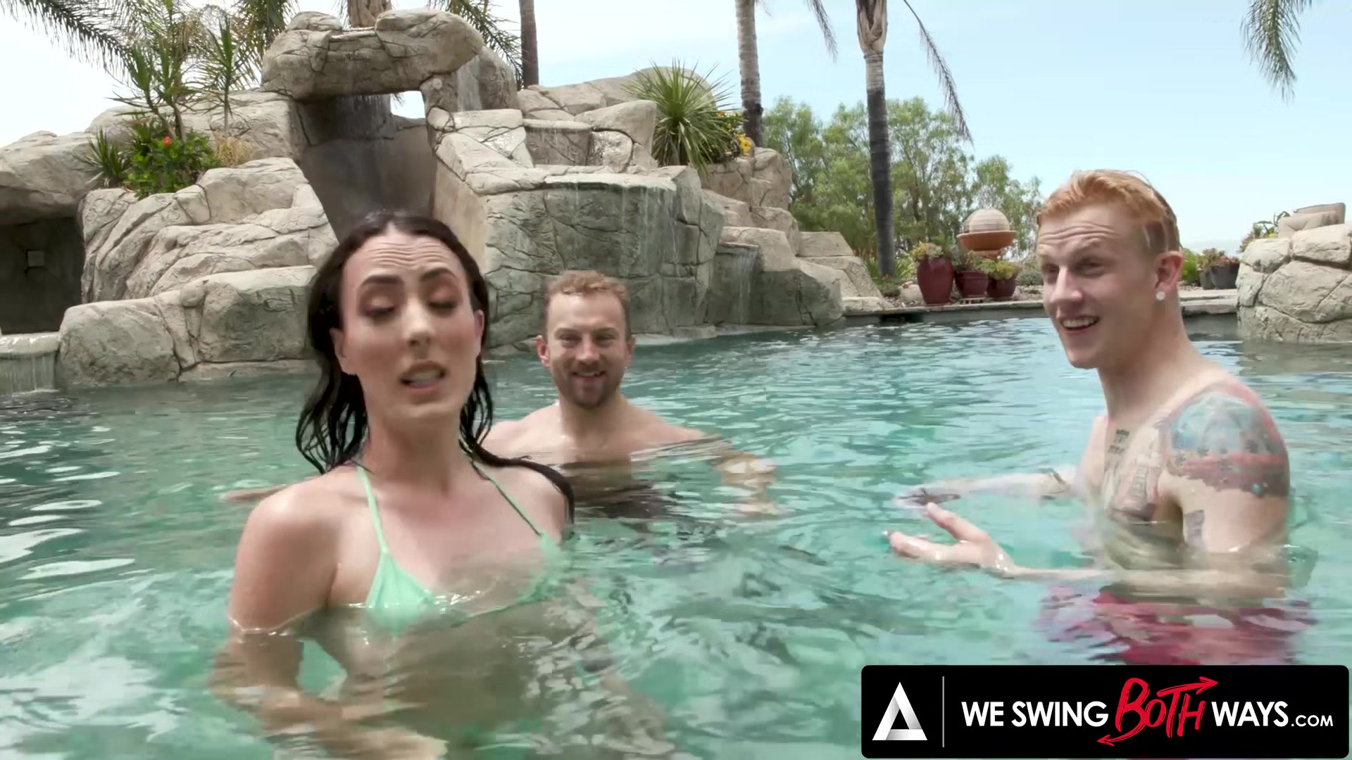WE SWING BOTH WAYS - Gorgeous Victoria Sunshine Initiates A Bisexual Threesome By The Pool