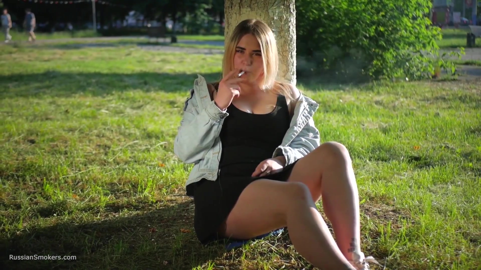 Nastya Is Smoking In The Park