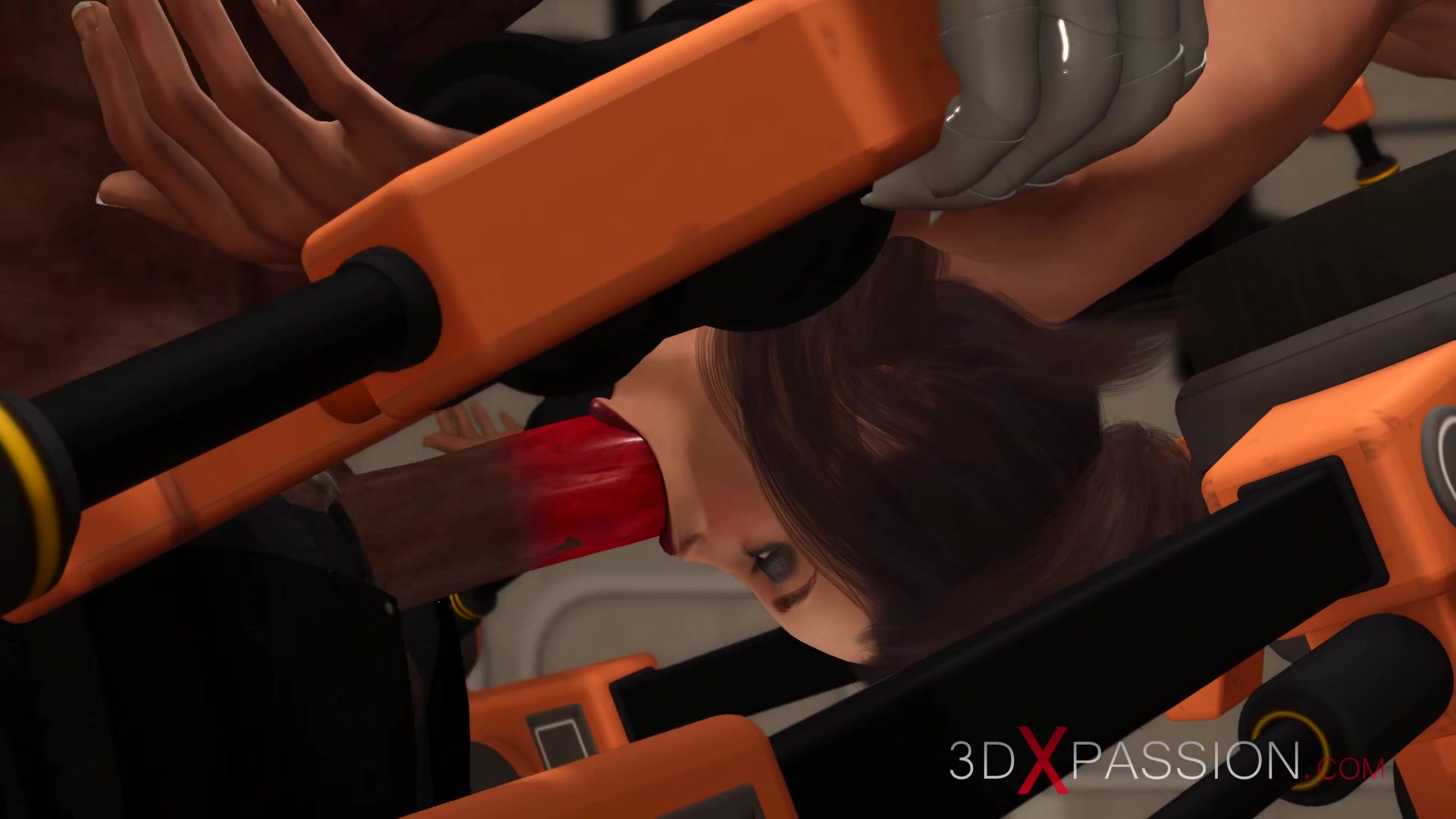Sci-fi fuck machine! Male android bangs hard a super sexy hot brunette in the lab