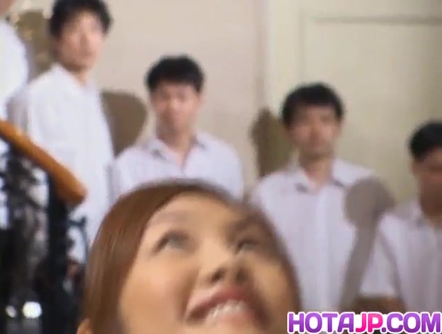 Naughty Asian teen 18+ Azusa Ayano gangbanged in hot bukkake sex scenes