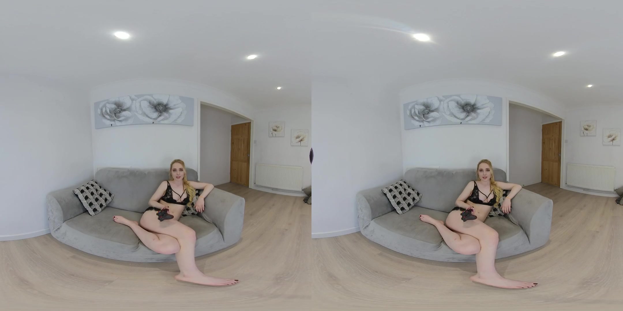 Gamer Girl Tease - Cute Amateur Blonde Stripping and Masturbating