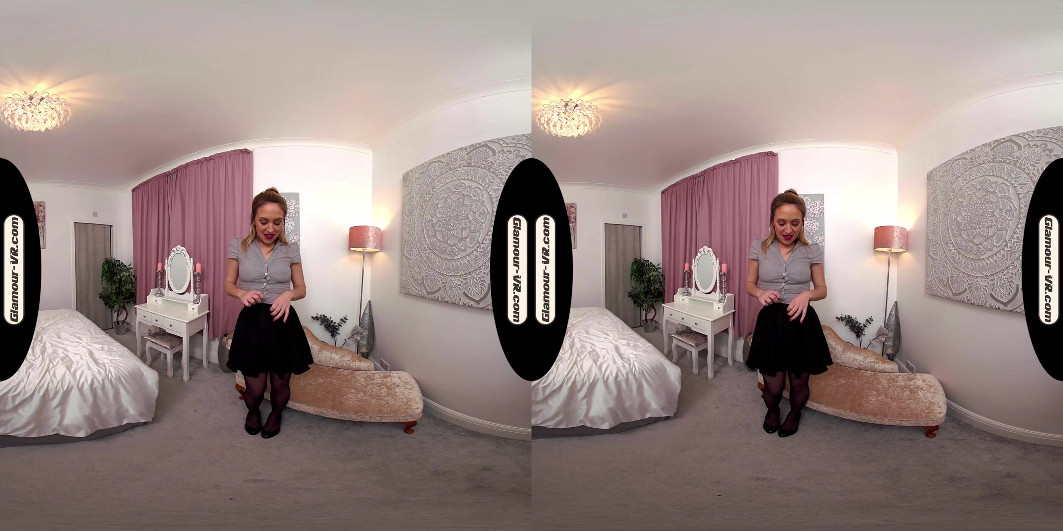 Samantha Smart/Casual Outfit With Seamed Stockings Treat - 8k Vr