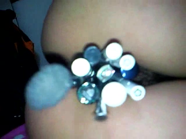 Crazy woman uses household items as masturbation tools