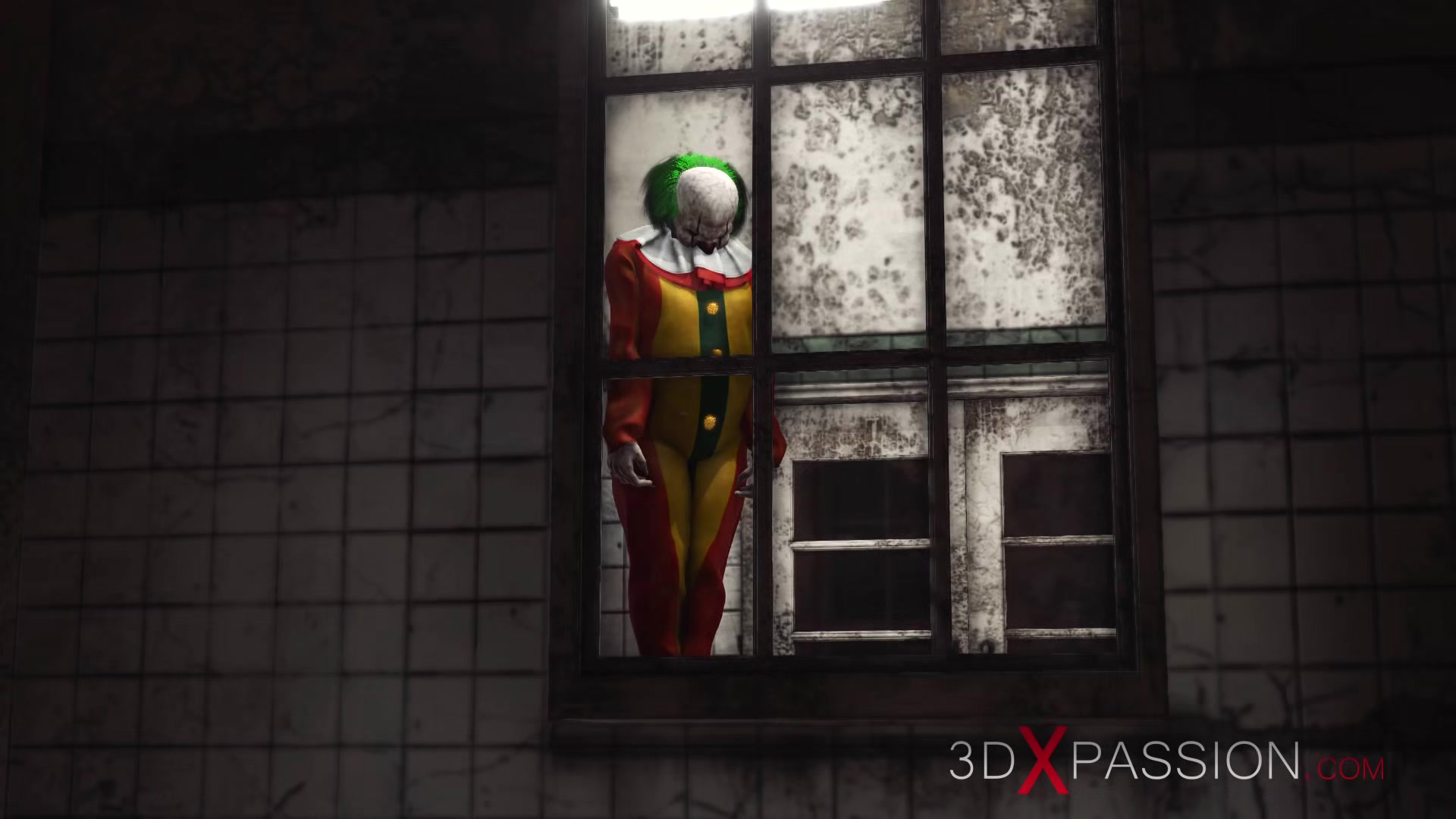 A real dirty has her first anal rough fuck with Evil clown