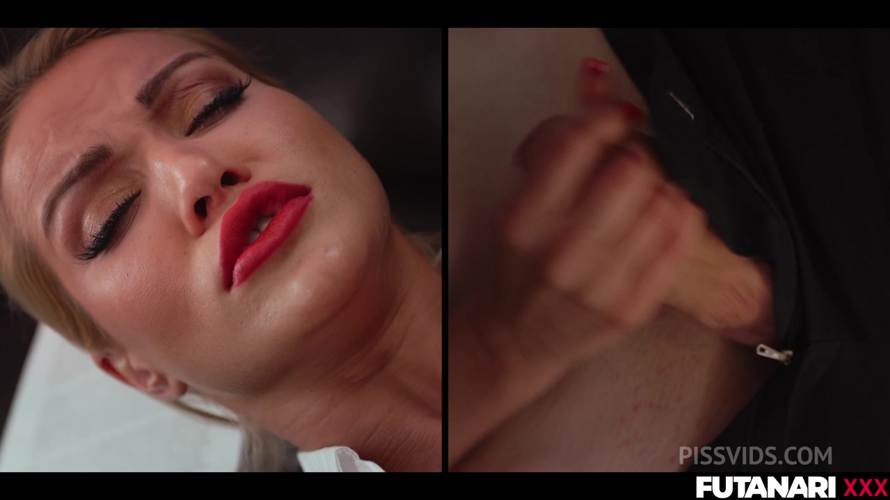 Cherry Kiss jerk off her huge dick on a job interview until she gets a huge Self Facial - PissVids
