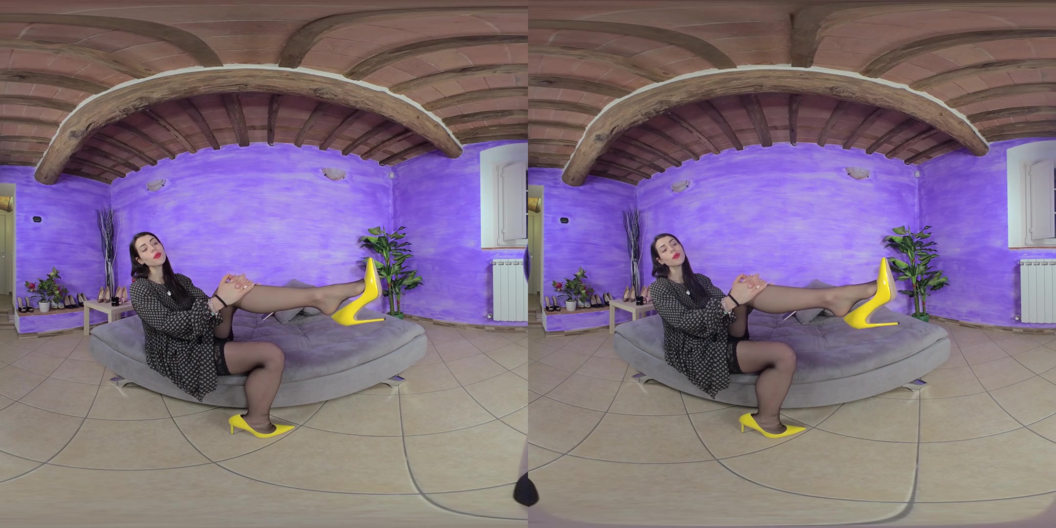 Sexy Petra's Delicious Feet In Yellow Pointed - Toe Stilettos - VRFootFetish