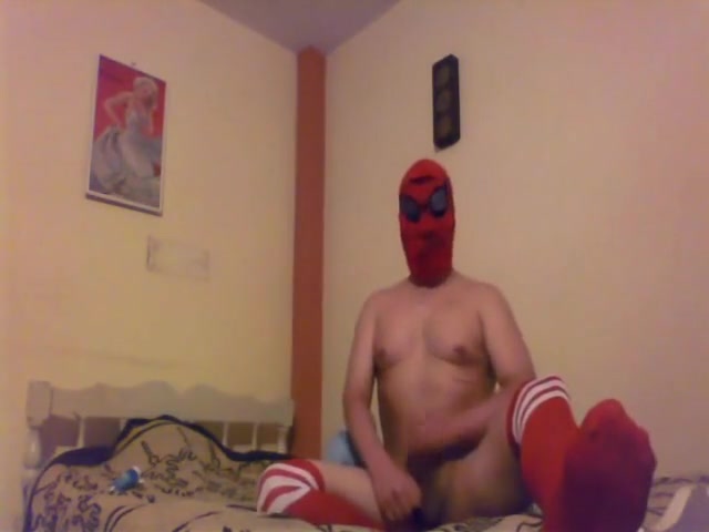 Spiderman Posing And Cum In The Room