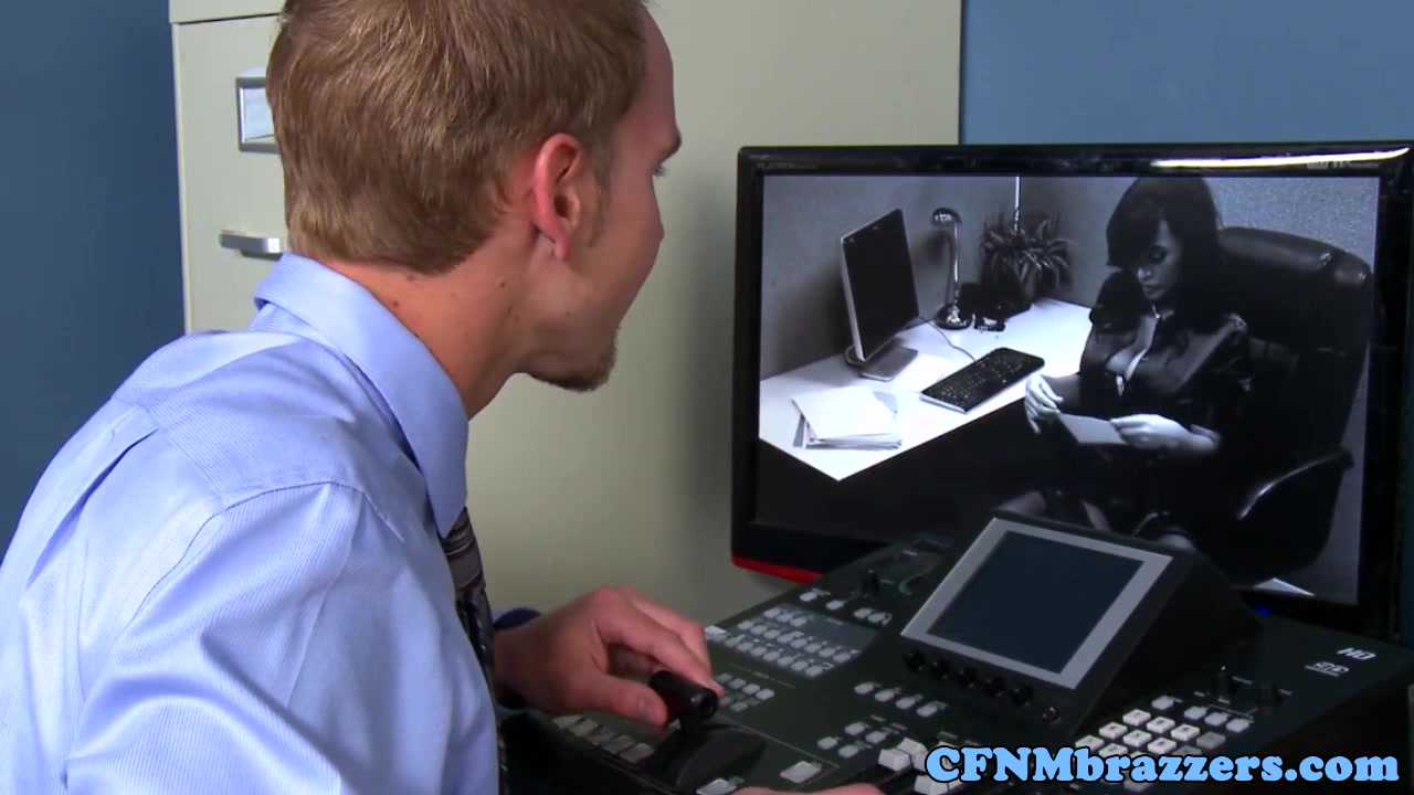 Busty office cfnm babes cockriding in trio