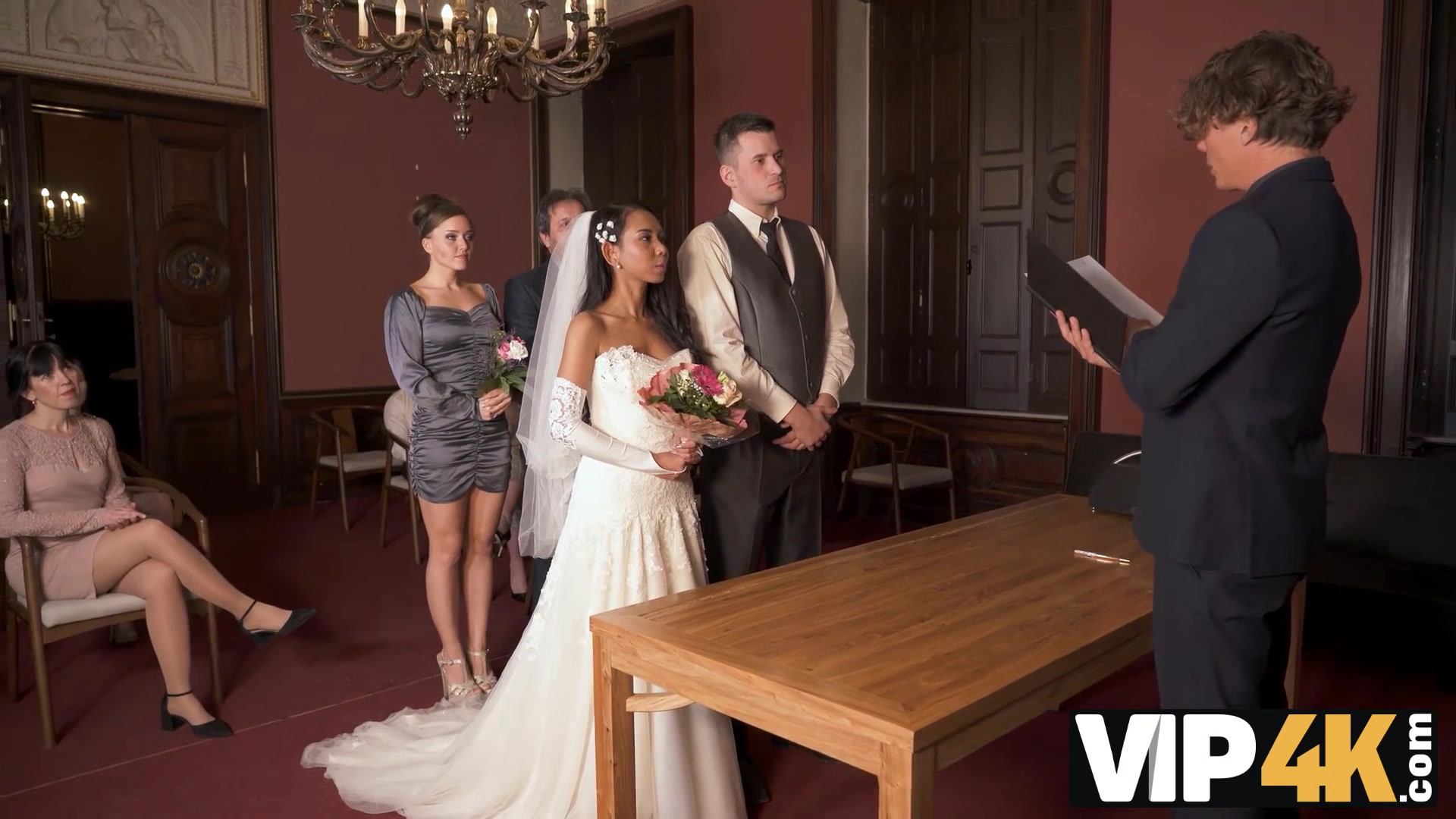 VIP4K. Couple starts fucking in front of the guests after wedding ceremony