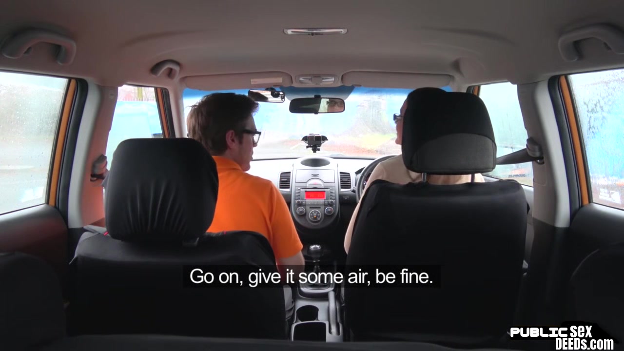 Driving MILF fucked in car by instructor in doggystyle