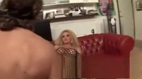 lusty blonde In Bodystocking plowls A man