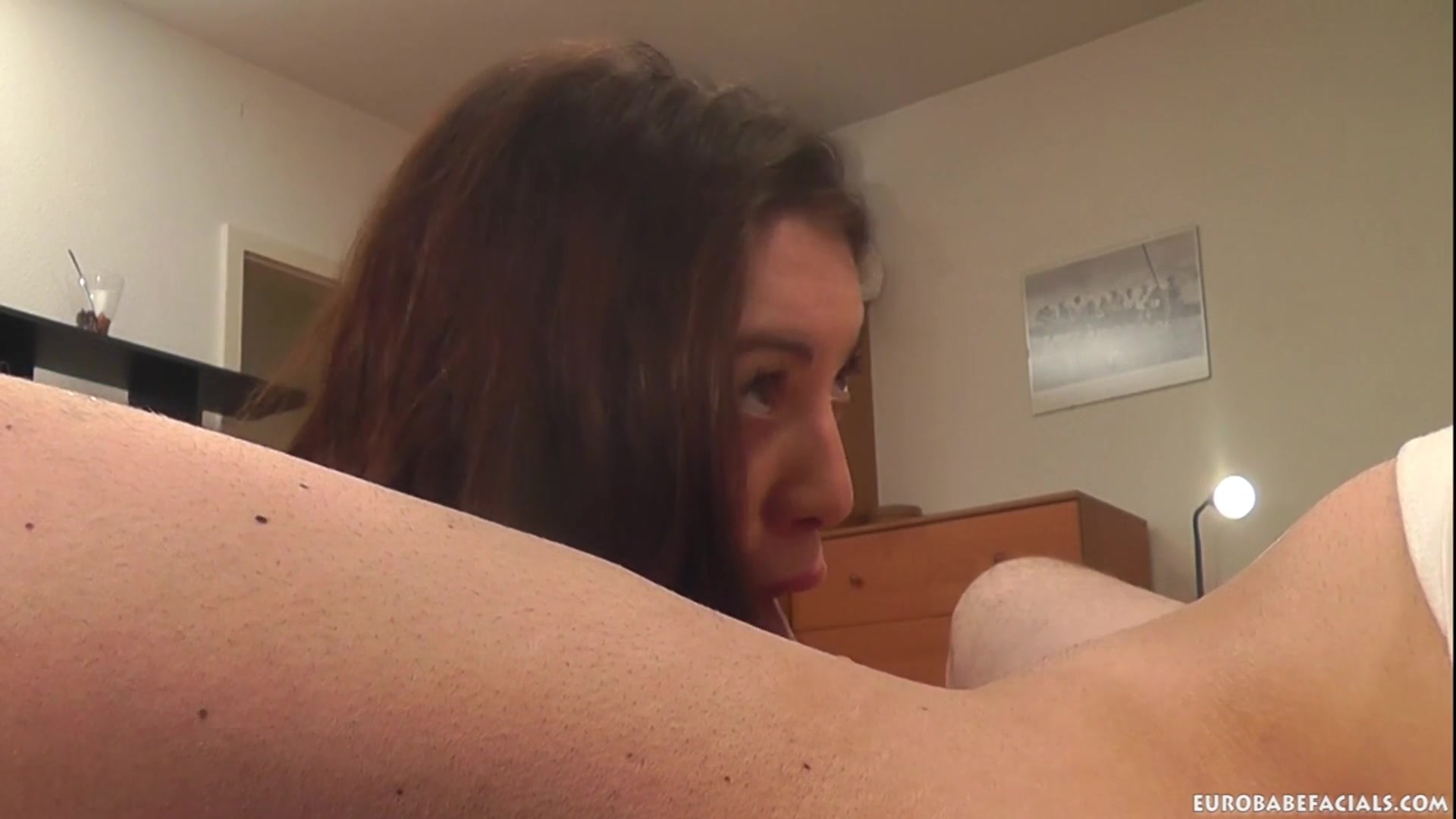 Black haired Euro slut gets a lovely facial