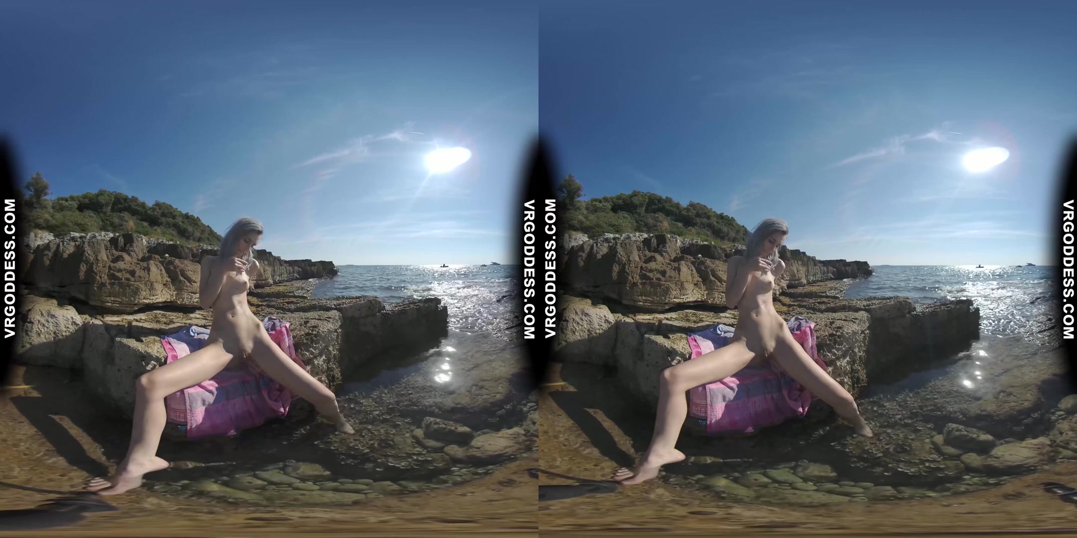 Sensual Sunbathing And Skinny Dipping On Vacation With Sexy Thin Blonde Poppy Jillin