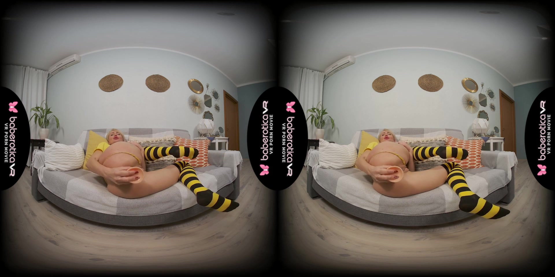 Cherry Aleksa is dressed in yellow and a sex toy in hand to masturabate - BaberoticaVR