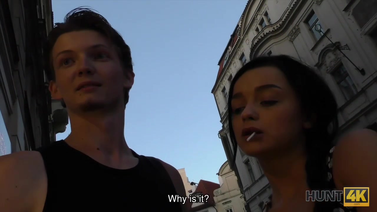 HUNT4K. Pretty brunette fucked by stranger to earn cash for ring