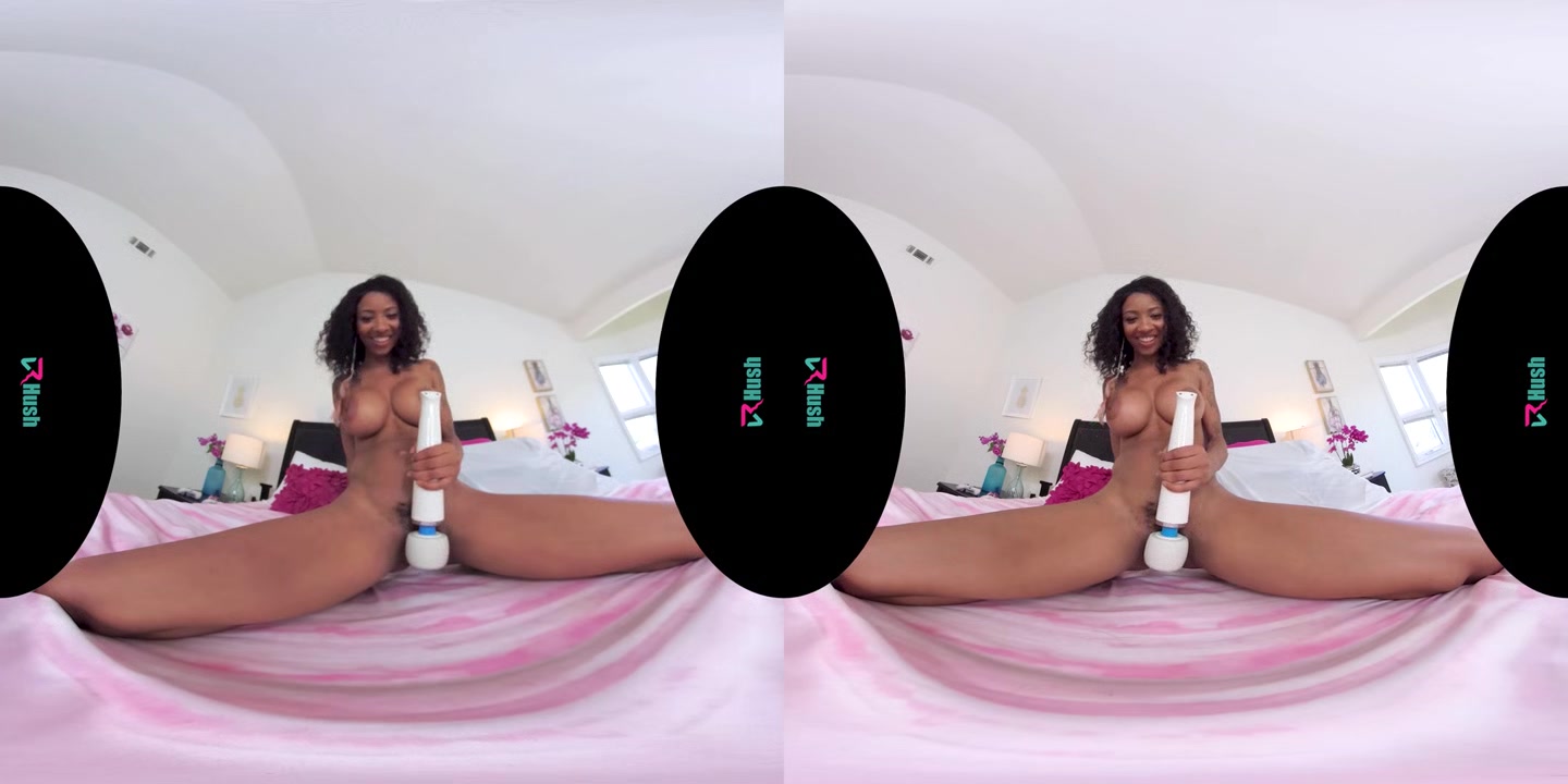 VRHUSH Ebony cutie September Reign rides a sex toy