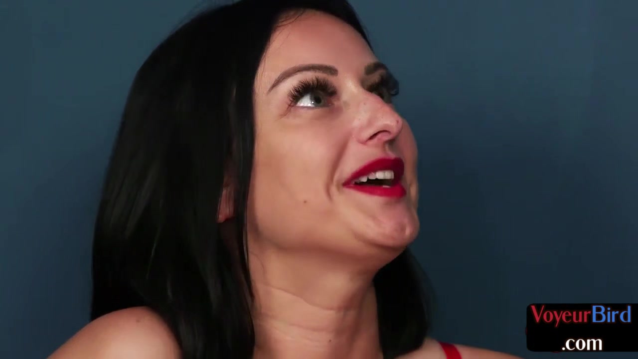 busty MILF in high heels watches BBC guy wanking