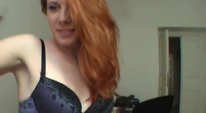 Czech redhead Michaela lapdances and masturbates
