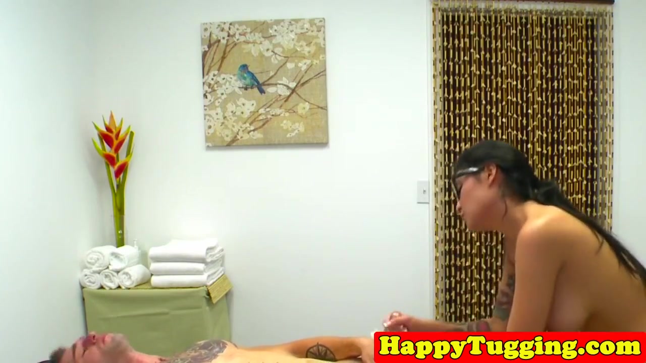 Gorgeous Oriental Masseuse Tastes Clients Cum