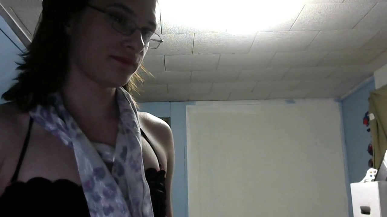 Femboy slut masturbating in gstring lingerie butt plug