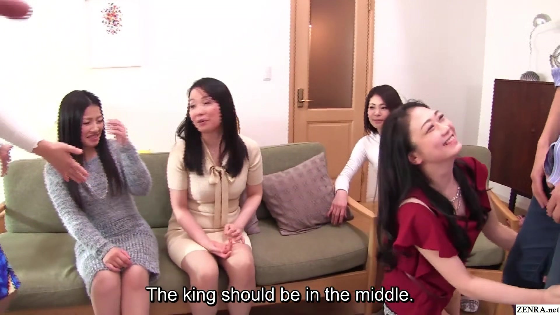 Japanese cougar party harem handjob and blowjob dare
