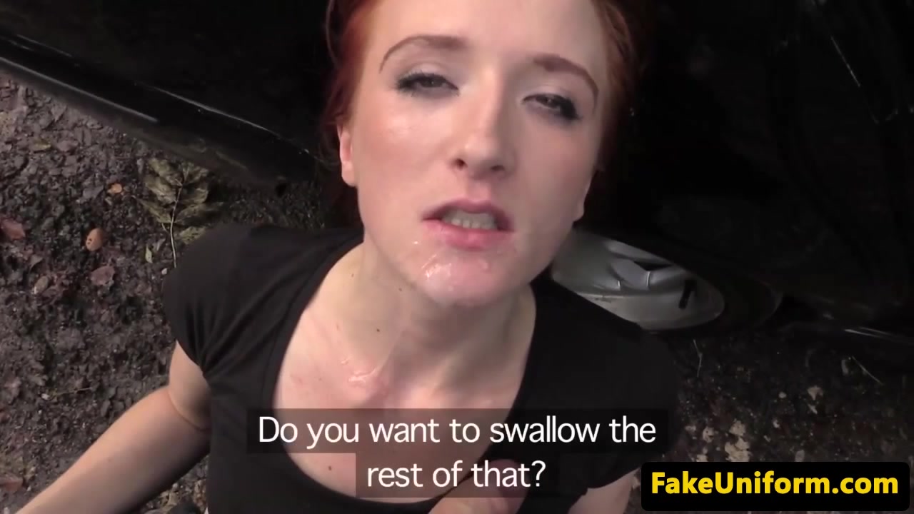 redhead hooker cumswallows after blowing cop