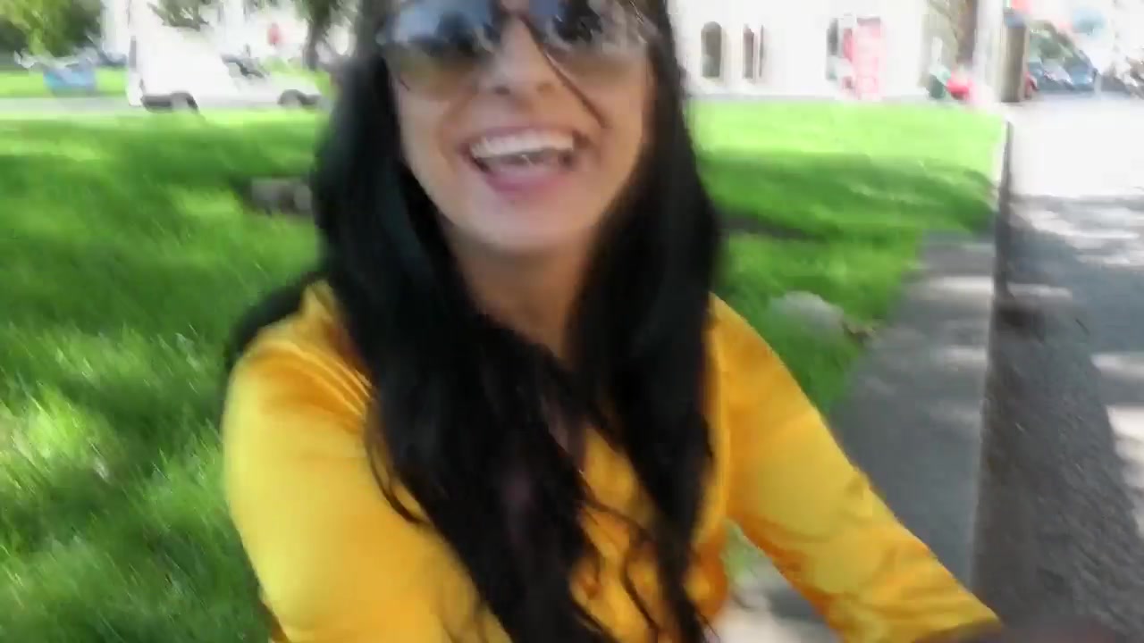 Pick up of brunette Angelica in the park