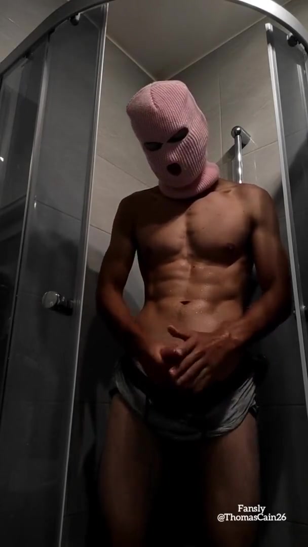 Atheletic Guy Plays With His Big Cock In The Shower