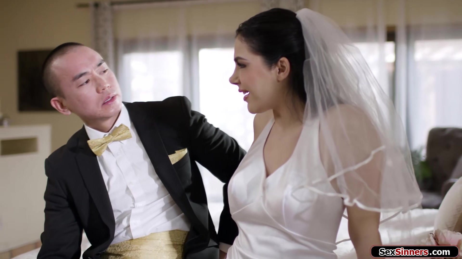 Busty bride cheat on wedding day and is licked n anal fucked