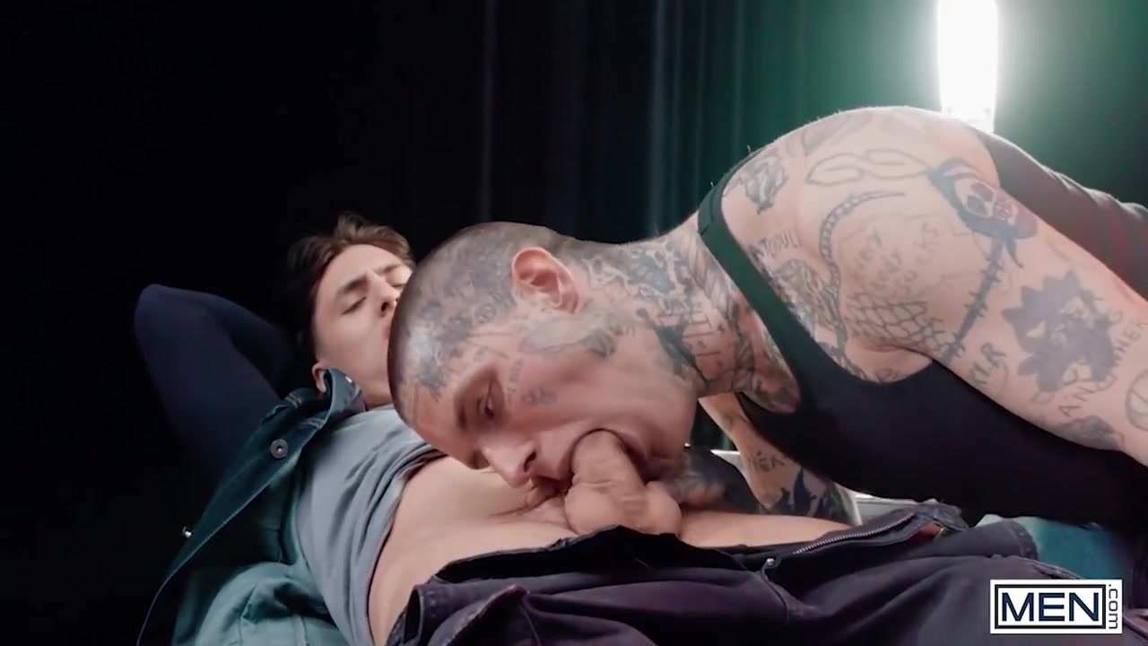 Men Licks Tattoo Artist Ethans Hole, Then Bends Him Over To Pound Him On The Tattoo Bed With Angel Elias