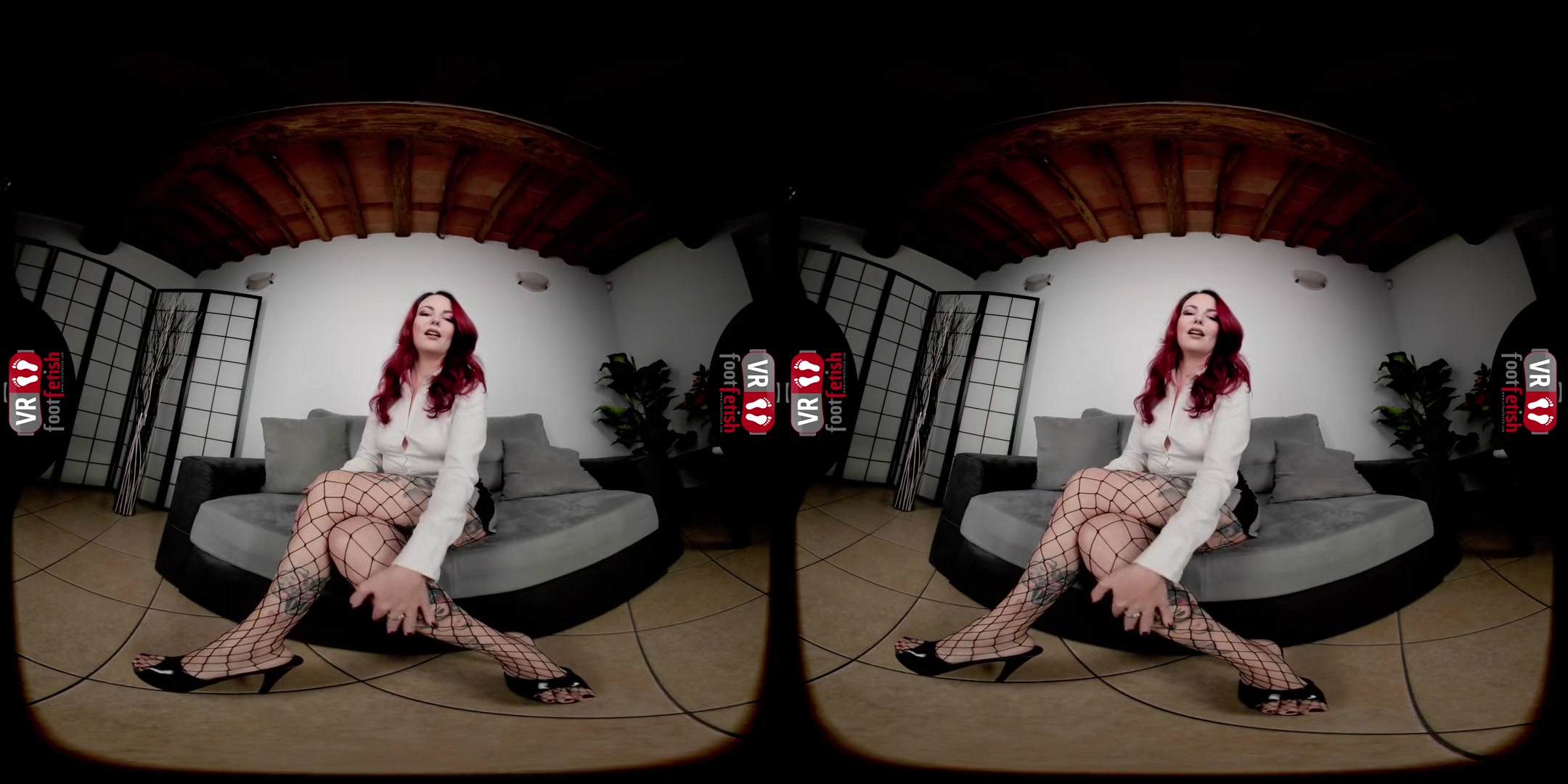 Fiery Office Temptress Teases In Heels And Fishnets