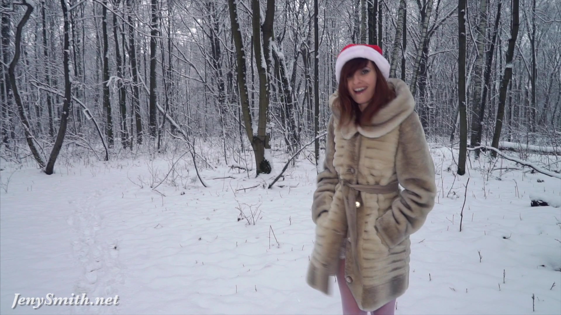 wet white stockings in snow with hot Jeny Smith