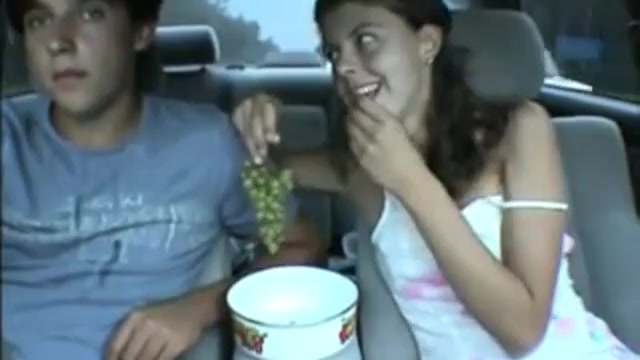 Horny couple teasing each other in the car and he gets a blowjob