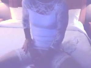 Trans bride stroking