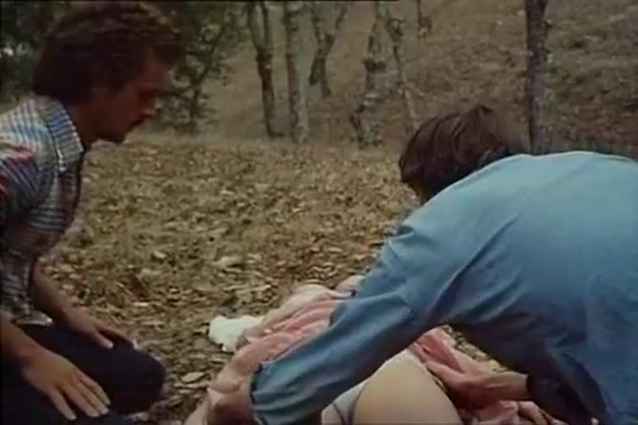Desiree Cousteau, Joey Silvera in classic porn scene with threesome in the forest
