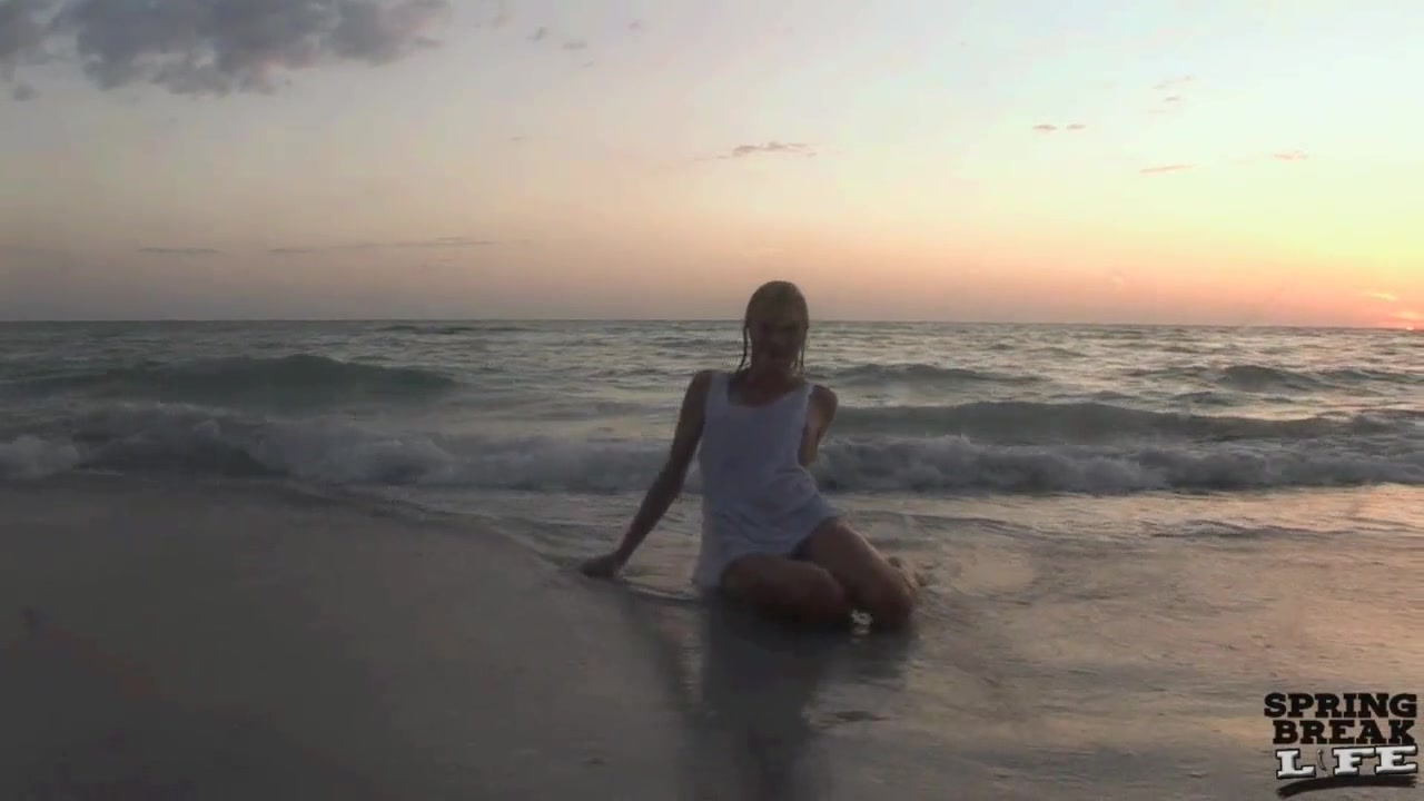 Super Skinny Blonde Playing Naked in the Gulf of Mexico - SpringbreakLife