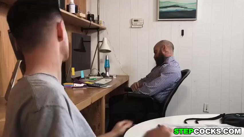 Tatted Stepdad Takes Twink Stepson To Work