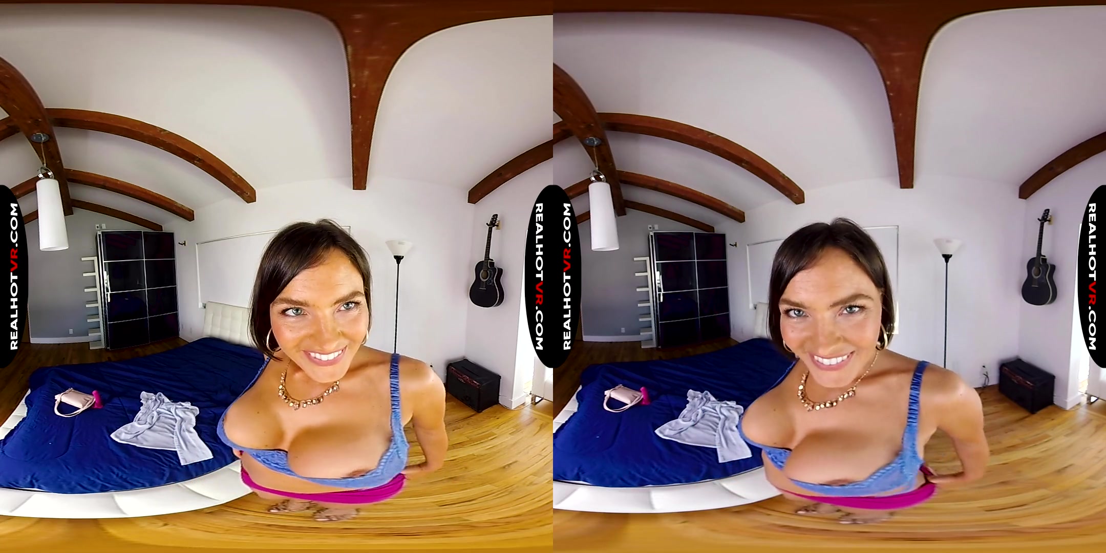Krissy Lynn in Fucking & Sucking My Big Tit Stepmom Behind Step dads Back - RealHotVR