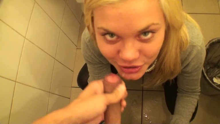Sexy blond tries on hot underware previous to bj