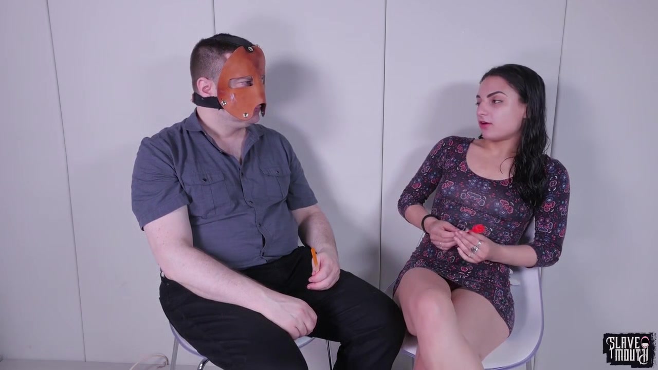 Oral slave gagging on popsicle