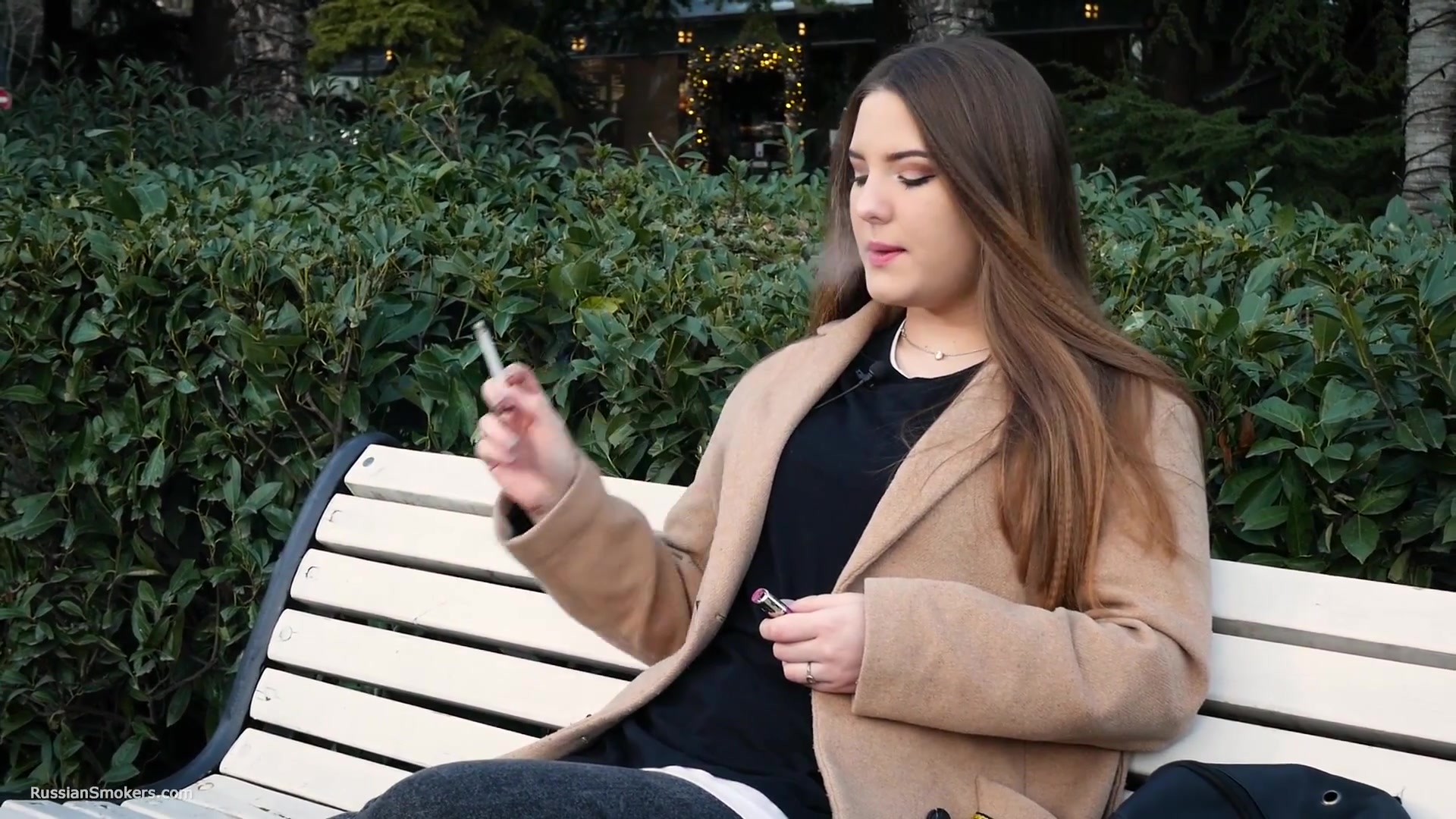 Russian Girl Spends Her Lunch Break Smoking 3 Cigs In A Row