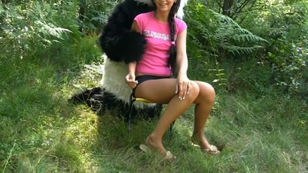 sex in the woods with a massive toy panda