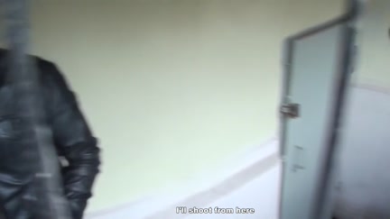 Blond sucks in the porch