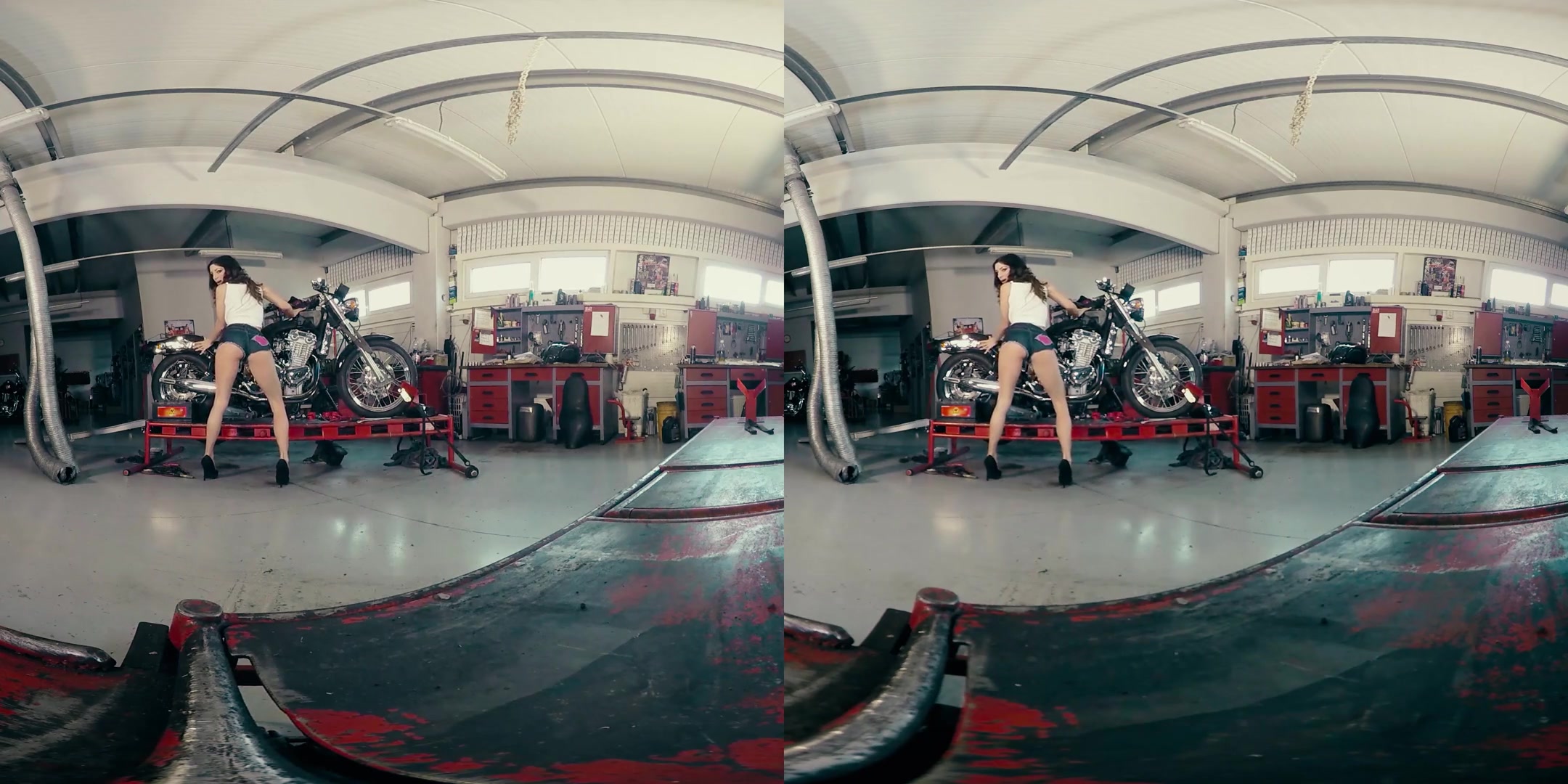 Rachel Evans in Rachel Gets Naked While Cleaning Her Motorcycle - BravoModelsMedia