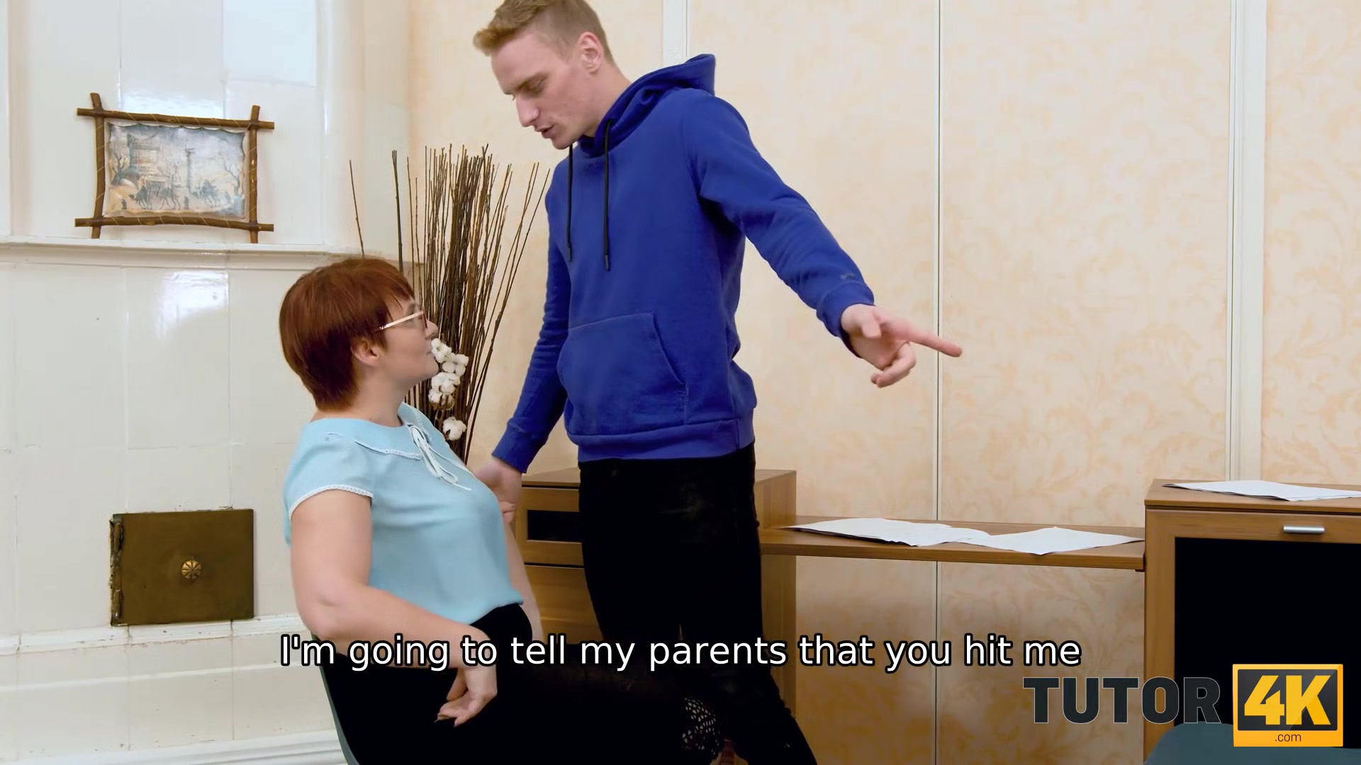 TUTOR4K. Short-haired tutor forgets about algebra and enjoys hard sex