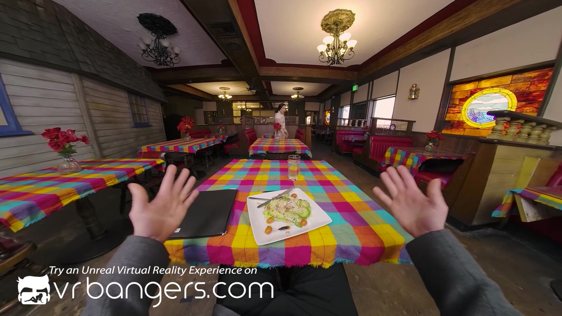 VR BANGERS Rough Threesome Sex In Restaurant With Vina Sky And Kimmy Kimm
