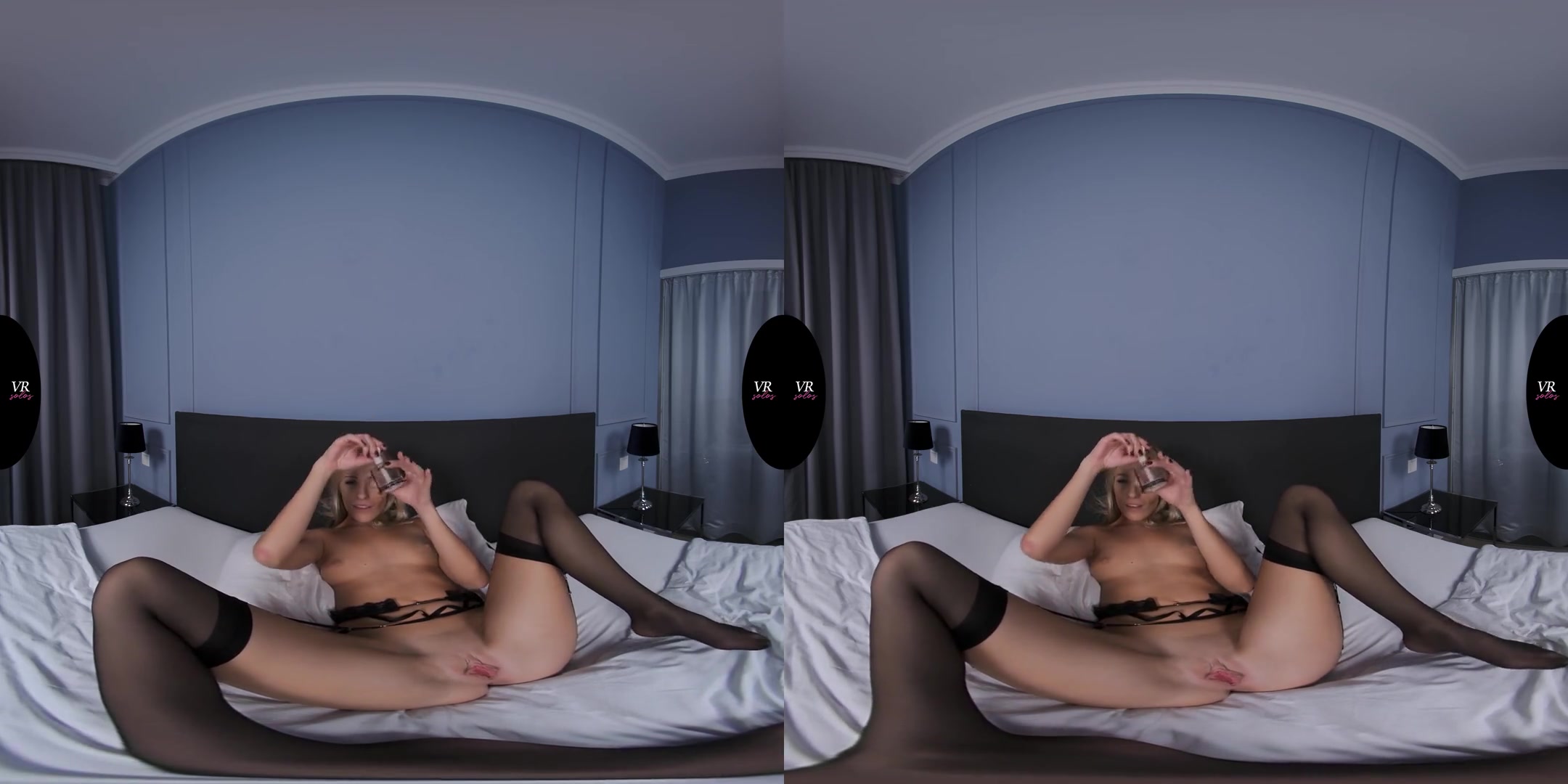 Pink and Puffy Pussy of Angelika - Blonde Pornstar Angelika Grays Solo Masturbation in Lingerie and Stockings