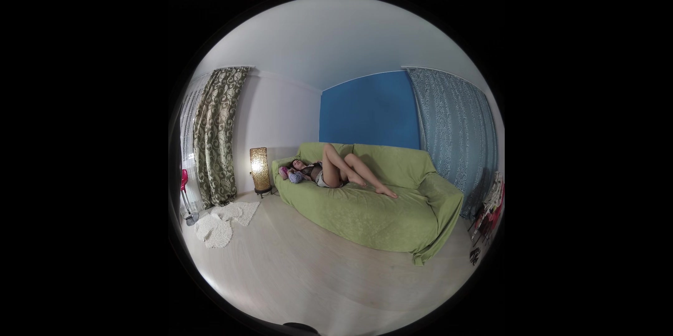 Arina Masturbates With Glass Toy On Sofa - Redhead Solo Model Lingerie Toying