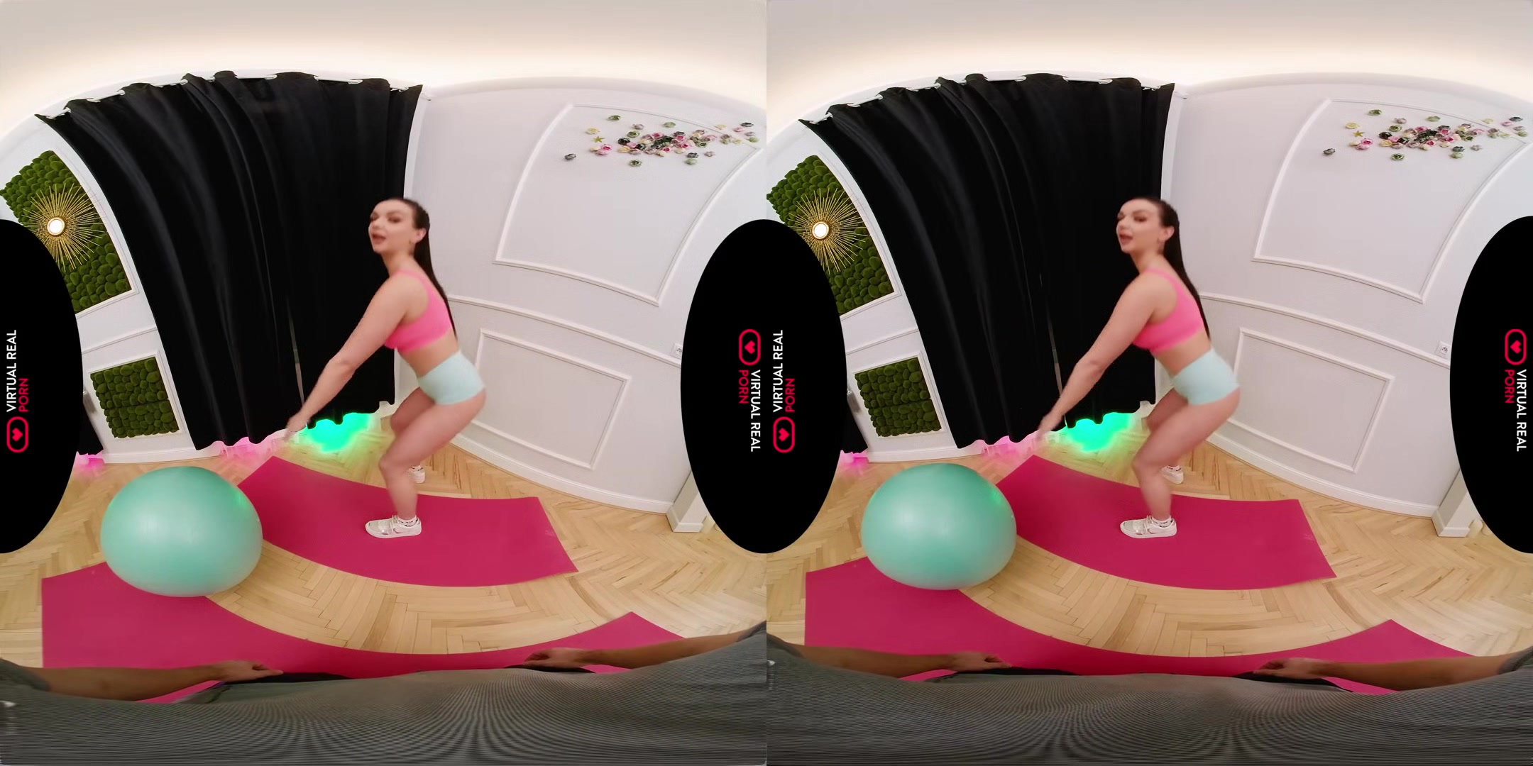 Oiled Workout - Working Out With Your Busty Brunette Virtual Girlfriend