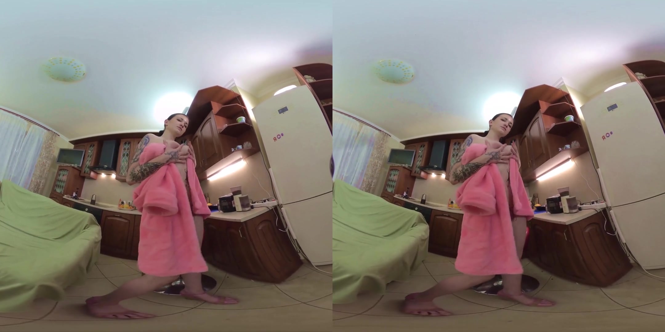 Horny Roommate Clarise, Orgasms In My Kitchen; Hot Amateur with Tattoos Solo